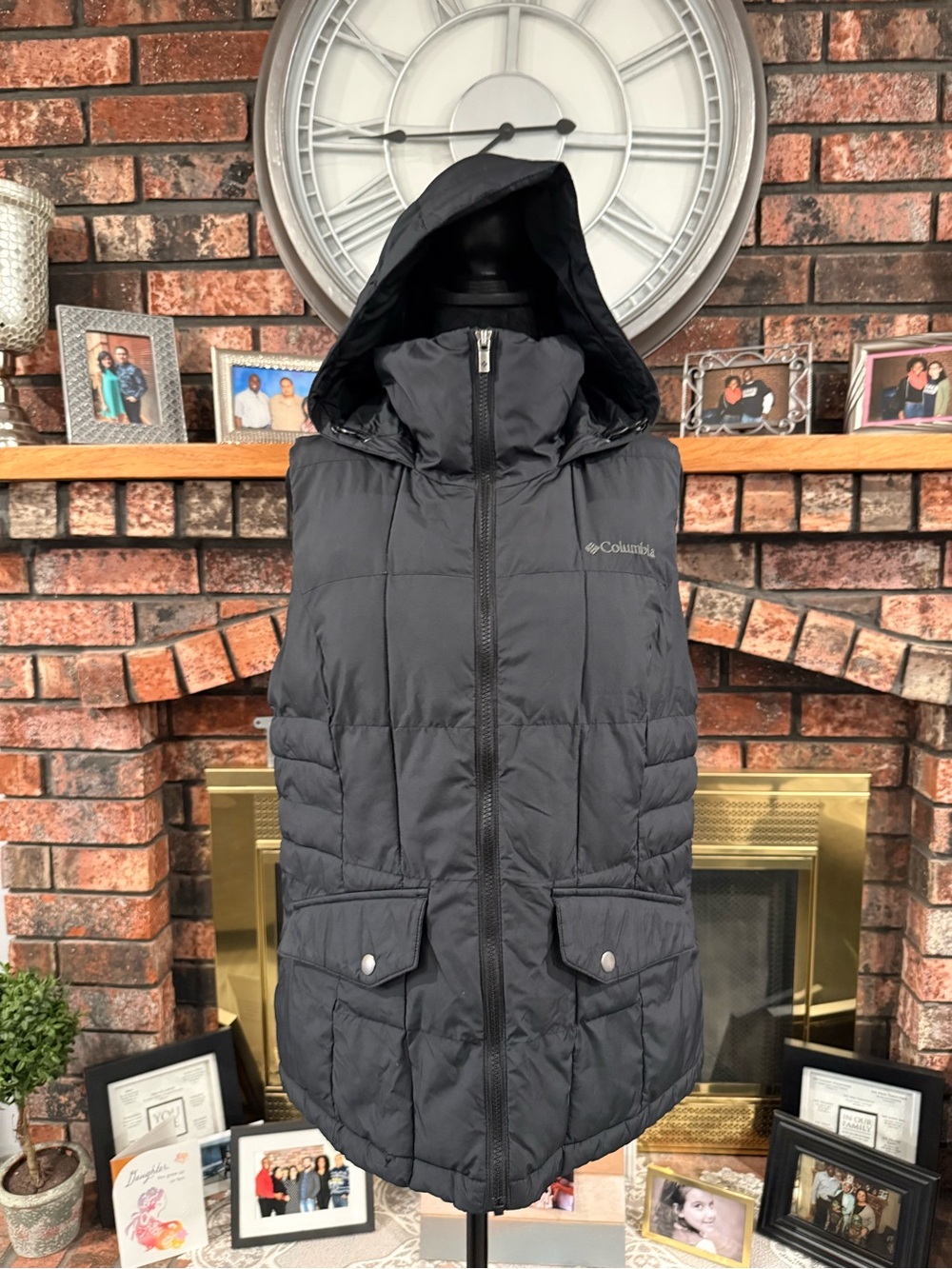 Columbia Black Hooded Quilted Puffer Vest